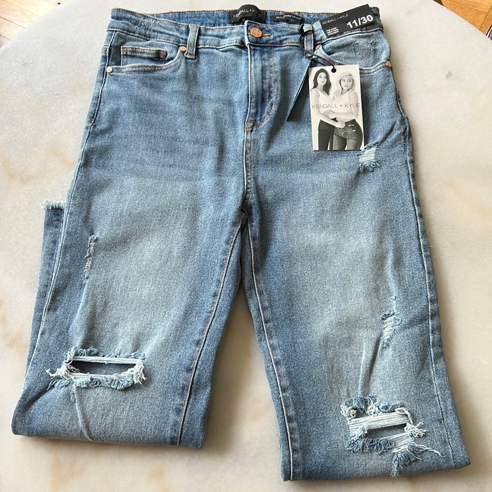 Kendall + Kylie high rise ripped jeans stretchy
